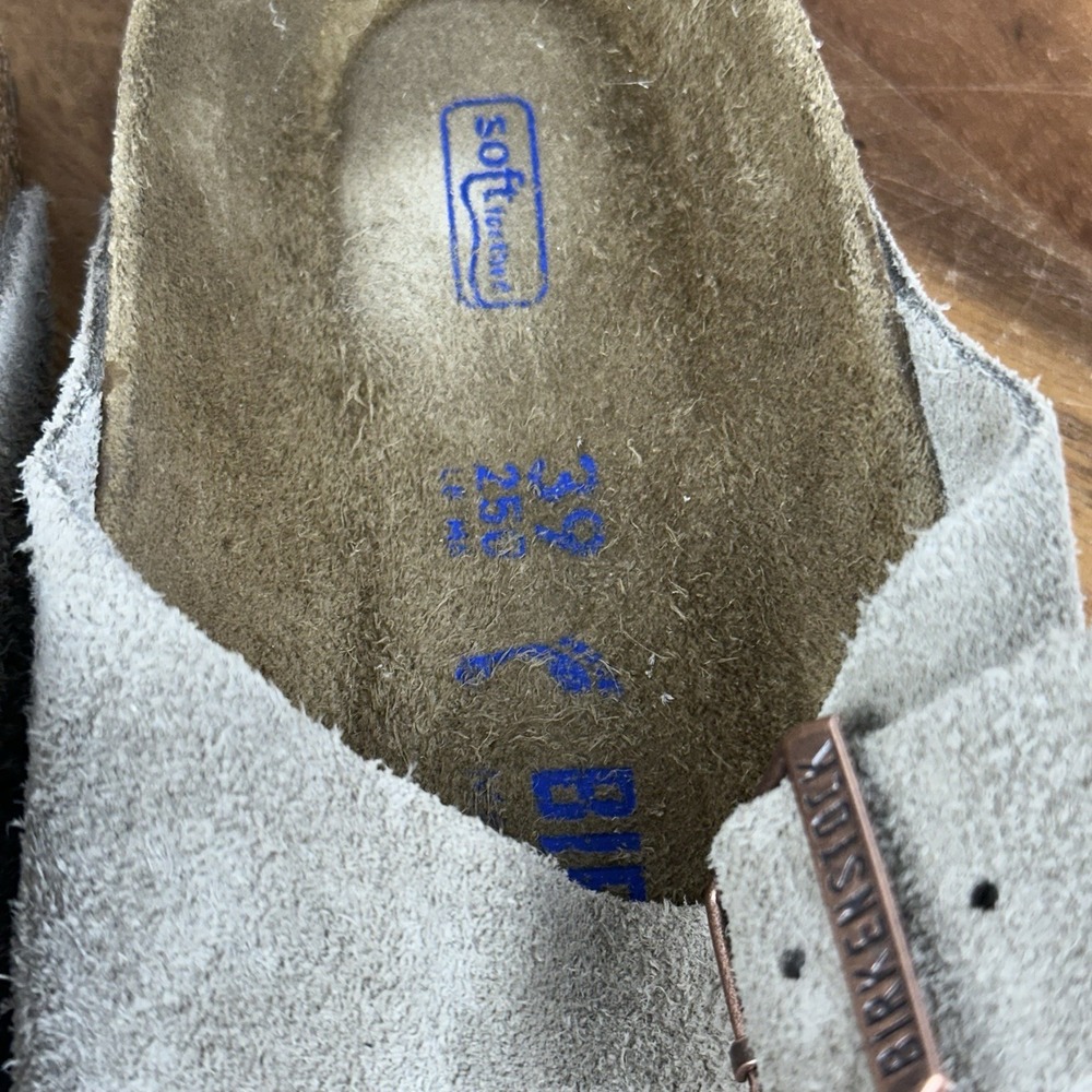 Womens Birkenstock Arizona Soft Footbed Gray Suede Slides Sandals Size EU 39 - Picture 8 of 8